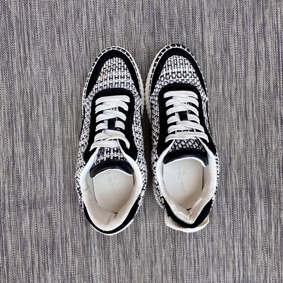 Universal Threads Persephone Platform Sneakers Womens Size 7 Black White Woven - Picture 7 of 12